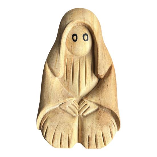 Halloween Ghost Sculpture Creepy Wood Carving Ghost Statue Figurine Table Sign Home Office Desktop Decoration Ornament