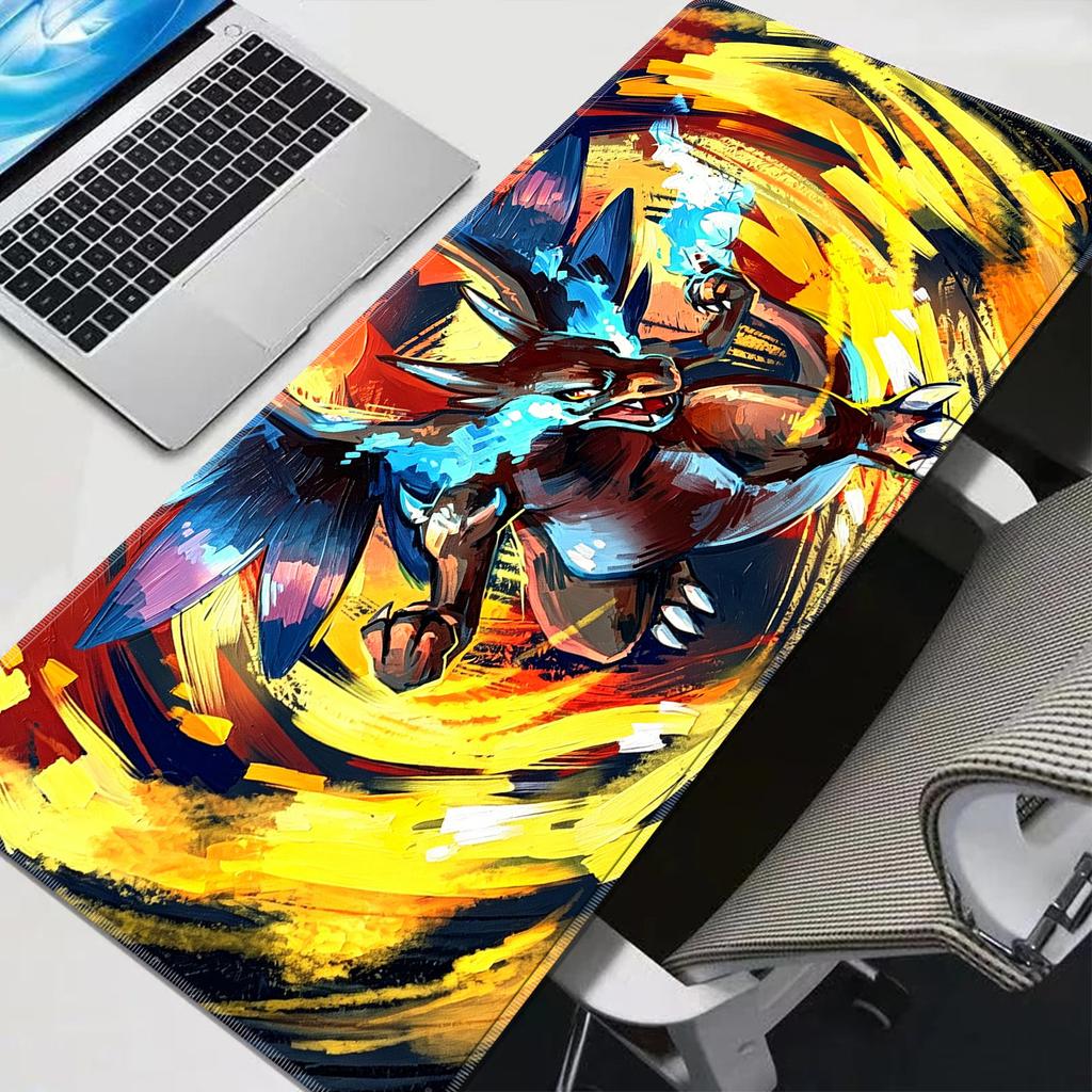 Cartoon Charizard Pokemon Mauspads Glatte Oberfläche Anti-Rutsch Gummi Schreibtischmatte Große Größe Spieltastatur-Pad Student Homeoffice-Nutzung