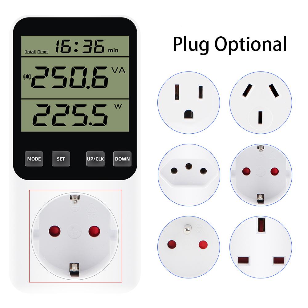 Digital Power Energy Meter 230V Wattmeter Socket Analyzer LCD AC Voltmeter Ammeter Consumption Monitor Kwh And Cost Display