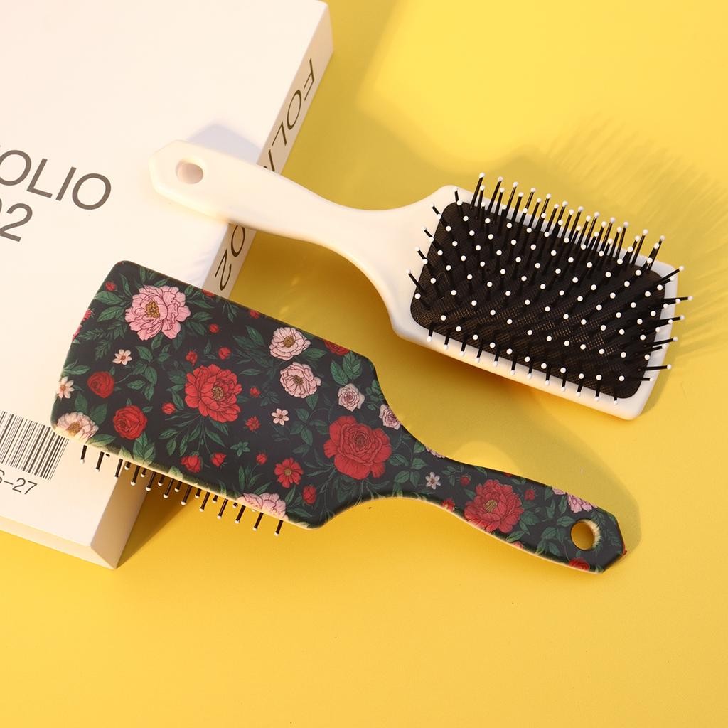1 Piece Flower Themed Printed Air Cushion Comb, Cute Girl Hairstyle Comb, Ergonomic handle,Special for Real Hair Wigs