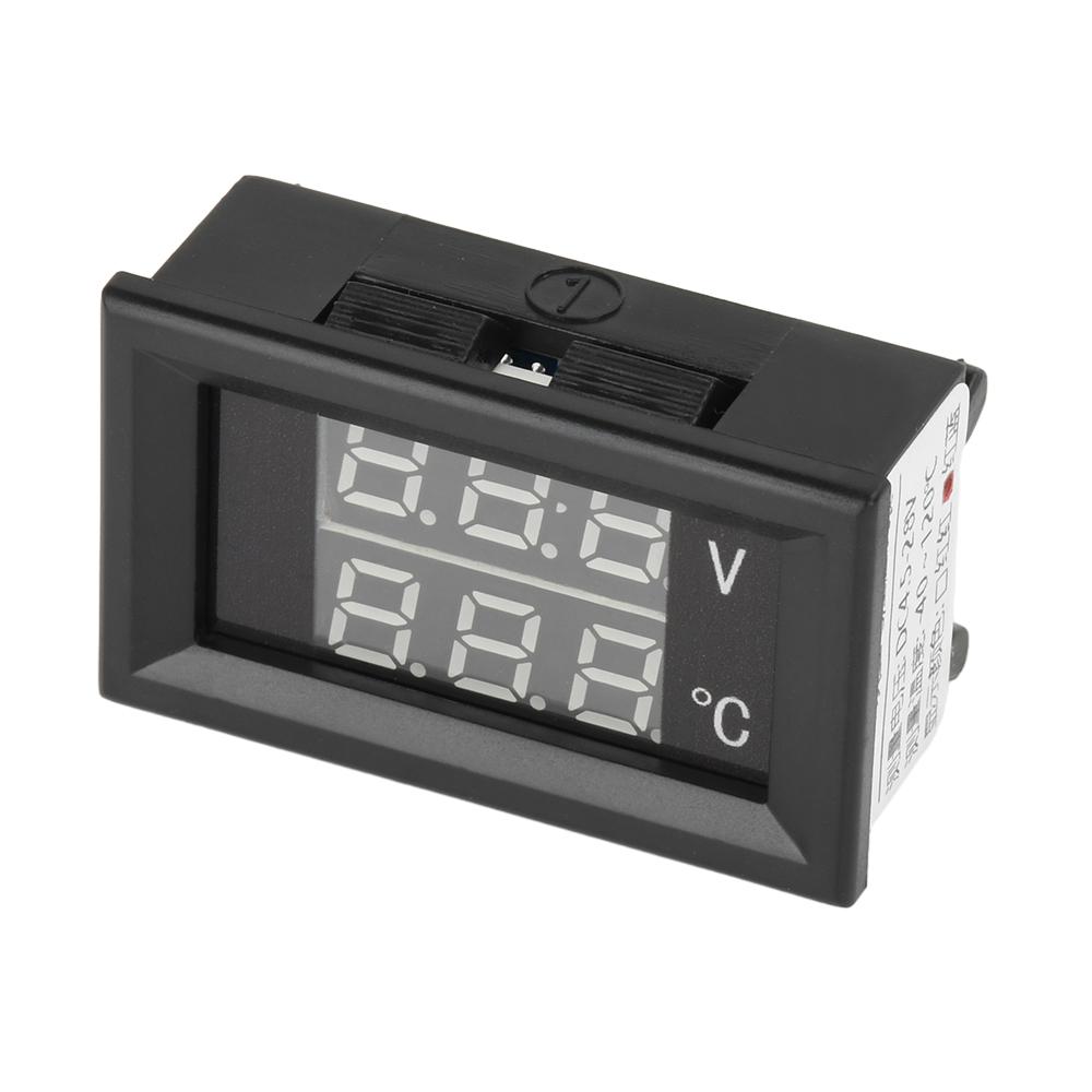 DC4-28V -40~120℃ Digital Voltmeter Thermometer 0.28" LED Display with 1meter NTC 10K Temp Probe for Car, Motorcycle 5V 12V 24V