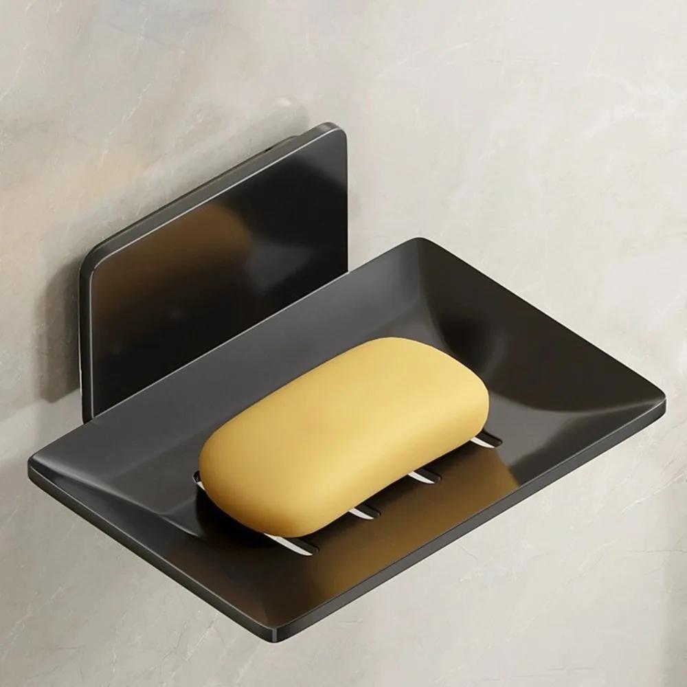Wall Mounted Soap Storage Tray Non Perforated Drainage Bathroom Soap Holder Aluminum Rustproof Shower Storage Rack Toilet