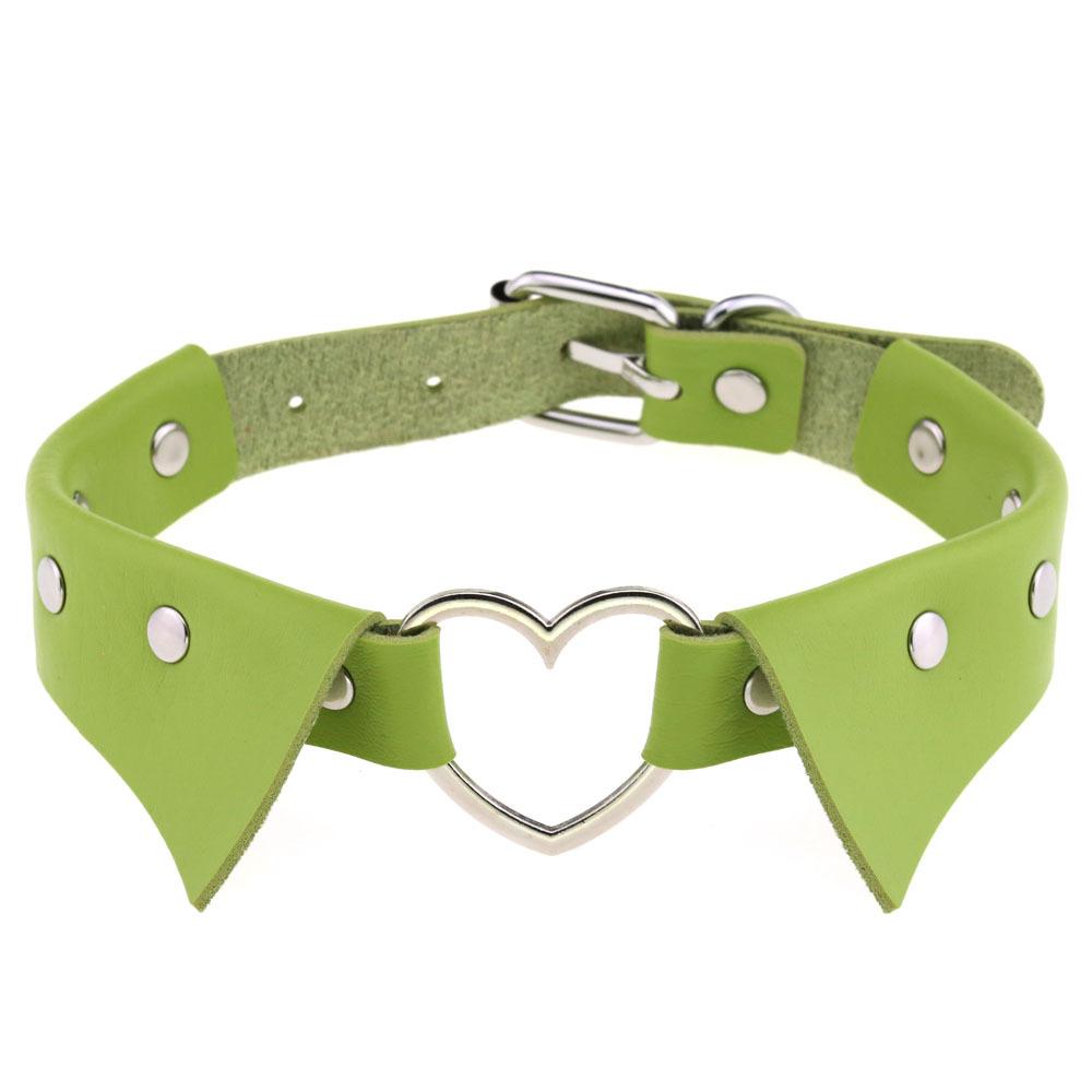 Heart Shirt Collar Faux Leather Choker, Punk Style Collar Necklace Clavicle Chain for Women
