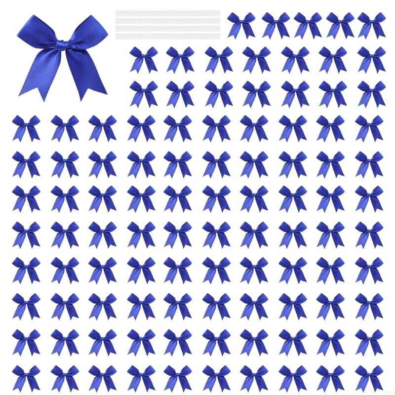 100Pcs Gift Wrapping Ribbon Bowknot 8cm Polyester Fabric Bowknot for Birthday Valentine's Day Wedding Gift Packaging P9YB