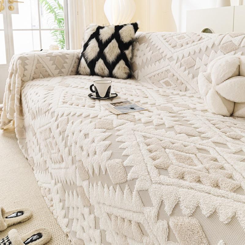 Karrierte Plüsch-Sofadecke Winter Warm Sofa Vollabdeckung Überwurf L-förmige Sofahülle Zimmer Nickerchen Entspannung Sessel Couch Schonbezüge 180x130cm S