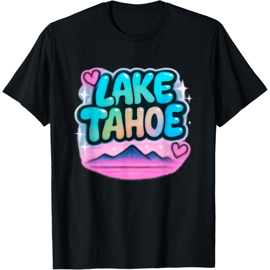 Lake Tahoe Pastel Retro Mountain Sunset Design T-Shirt XXXXXL чёрный