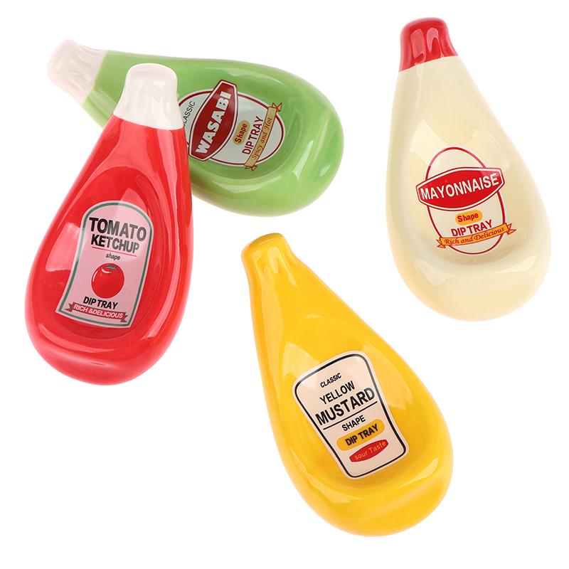 1Pc Creativity Seasoning Dish Soy Sauce Plate Ceramic Disc Tomato Shaped Sauce Plate Salad Dressing Plate Table Decoration