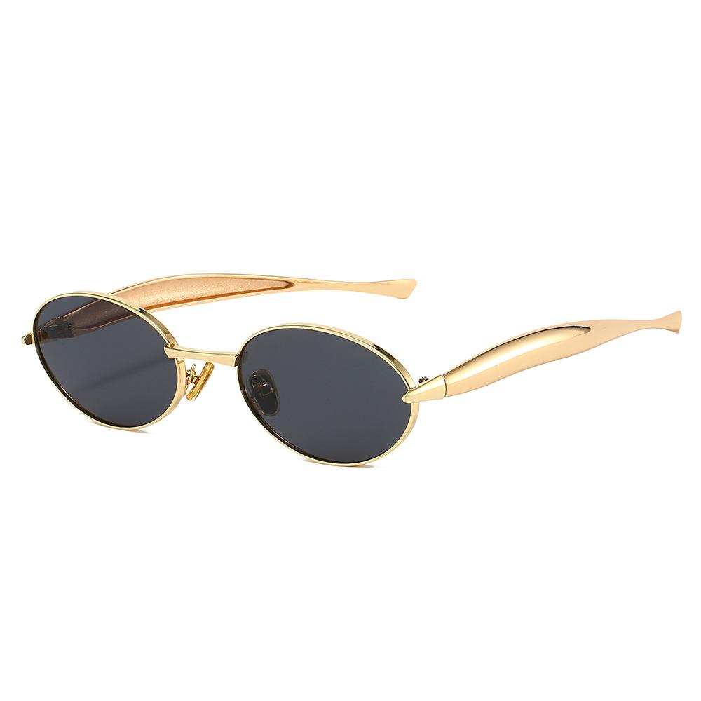 New Oval Small Frame Women Sunglasses  Personality Fashion Metal High End Trend Temperament Men Glasses Uv400