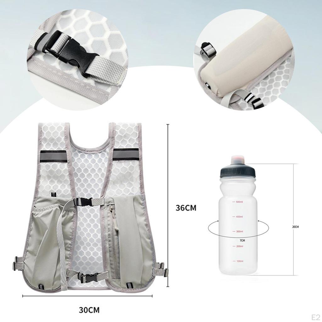 Wanderweste mit 500ml Wasserflasche Tagesrucksack Reflektierendes Design Mehrzweck Atmungsaktiv für
