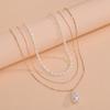 Simple Pearl Pendant Double Stacked Ladies Alloy Necklace Necklace Accessories