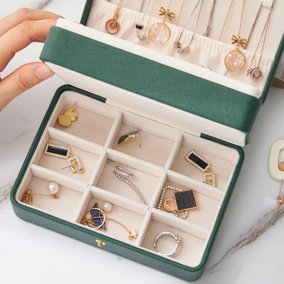 Scatola porta gioielli in pelle multistrato, custodia porta gioielli da viaggio per donna, per orecchini, anelli, collane, regalo per la festa della mamma, Natale