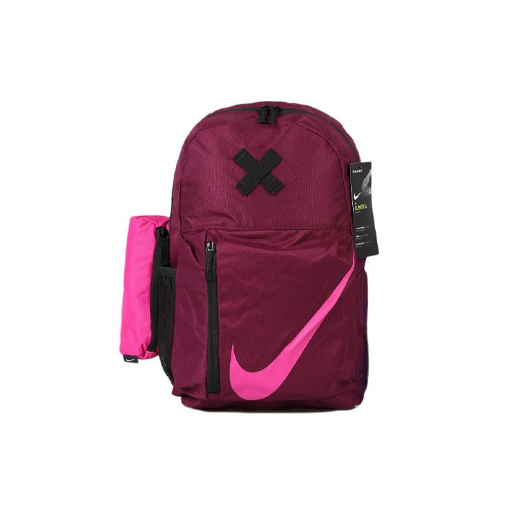 Nike Sports Casual Printed Logo Zipper Large Capacity Backpack With Pencil Case Women Backpacks Deep-Red BA5405-609