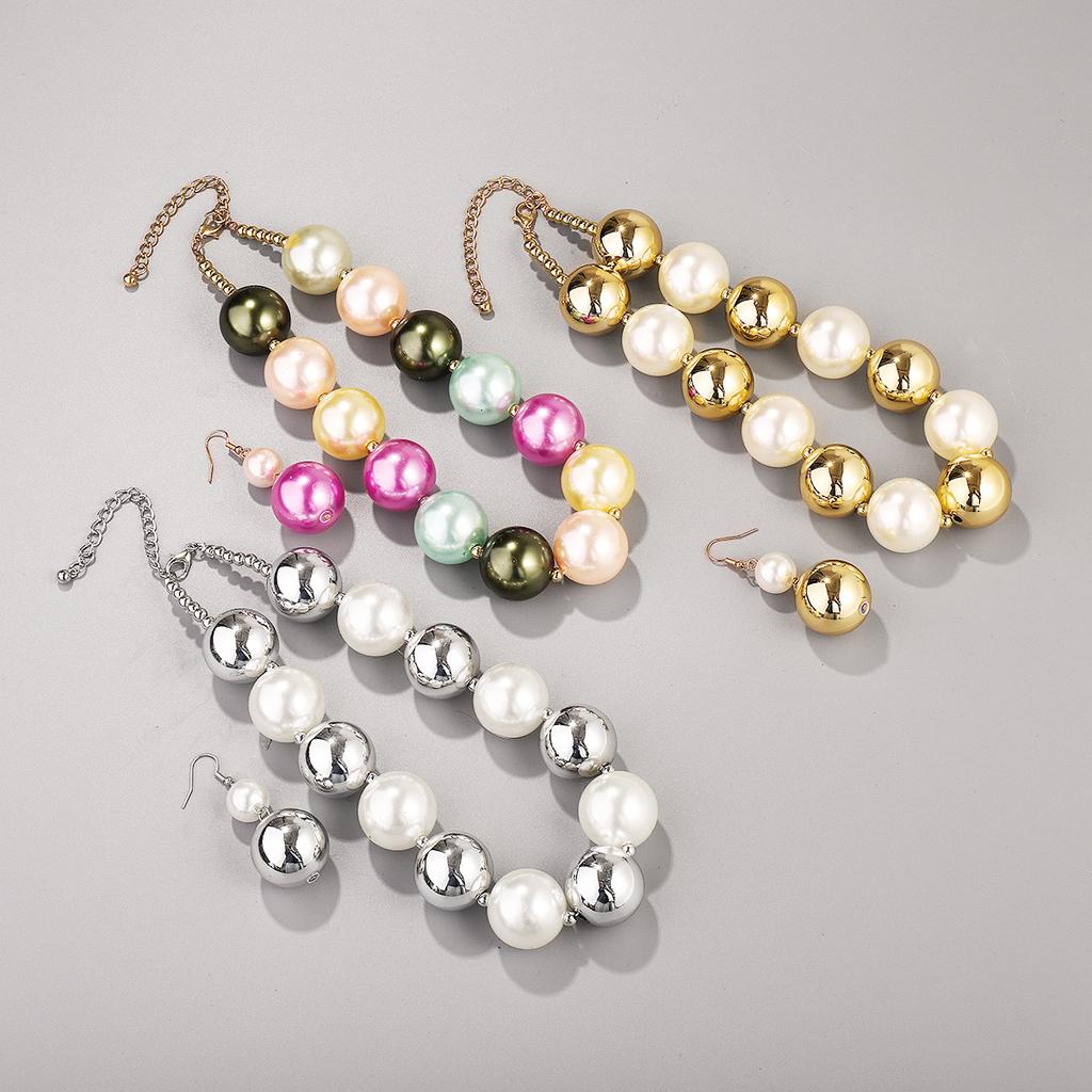 New Arrival Palace Style Vintage Mixed Color Pearl Necklace Luxury Elegant Earrings Jewelry Set Trendy Gifts For Women