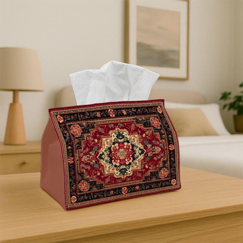 1pc Tissue Box Holder An Intricate Design Featuring Persian Rug Pattern with Red B - Multifunctional Napkin Dispenser for Home Party Car Decor - Decor