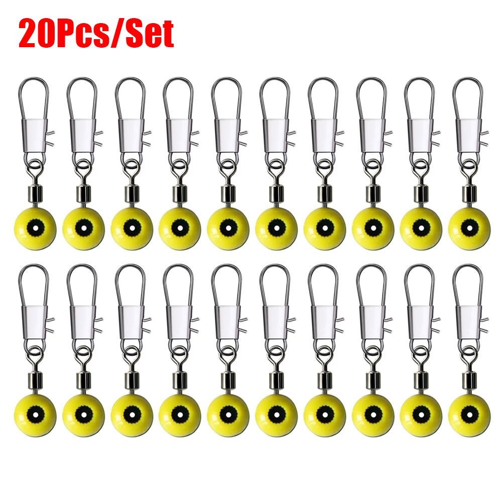 20Pcs/Set High-speed Fishing Float Bobber Stop 32mm Swivel Fishing Connector Plastic Metal Sea Saltwater Space Beads Stopper