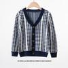 Hengyuanxiang Kids' Pure Wool Plaid V-Neck Cardigan