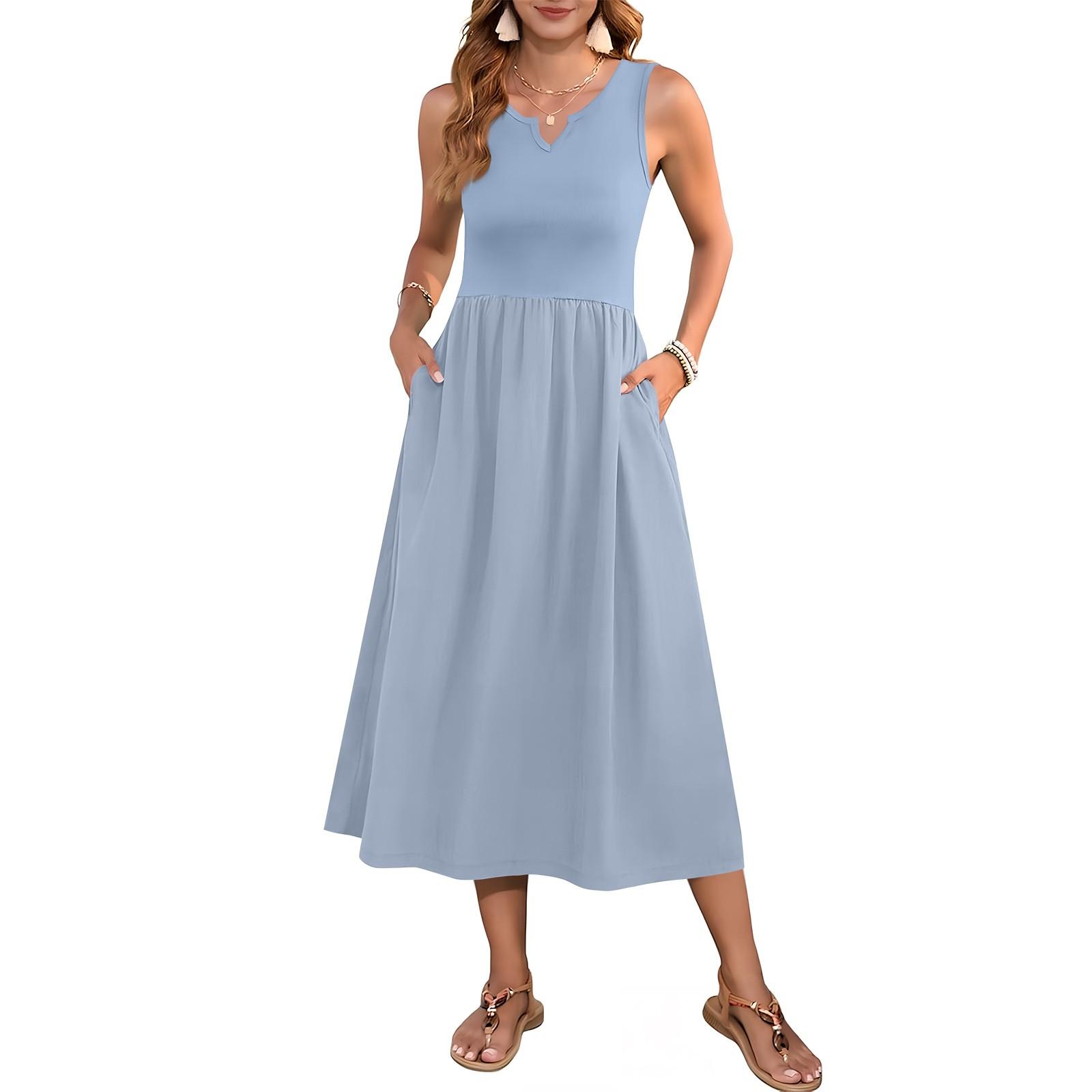 

Жіноча модна та елегантна сукня без рукавів з квітковим принтом та високою талією M