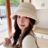 Two-line women's bucket hat with poggle knit winter beanie
