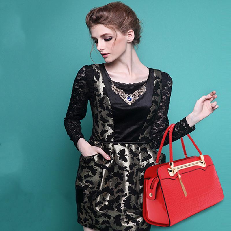 Buy Women Bag Handbag Crocodile Pattern Retro Bag Diagonal Bag Fashion ...
