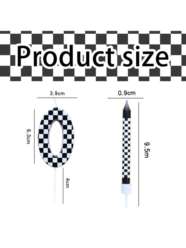 7Pcs Birthday Candles Set,Cake Numeral Candles,Racing Cars Themed Birthday Candles for Cake Candle Checkered Decoration