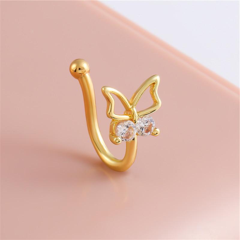 Trendy Butterfly Nose Ring U Shaped Clip Nose Ring Bendable Nose Ring For Women Girls  Non Pierced Nose Clip Gifts