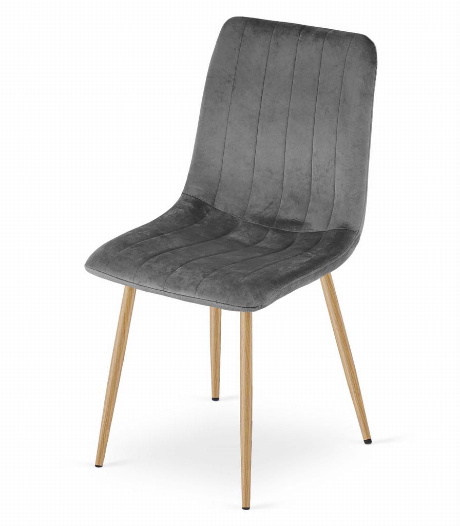 LAVA chair - dark gray velvet / wood color legs x 2