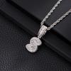 Collana con Ciondolo Lettera in Rame con Incastonatura in Zirconia Stile Hip Hop Alfabeto Iniziale Charms Donna Uomo Gioielli Trendy