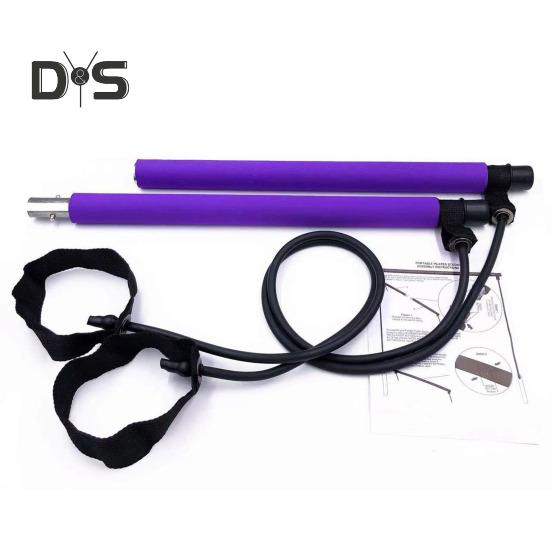 Pilates Bar with Resistance Band Strength Training Body Stretching Leg Hip Waist Arm Exercise Bar Home Gym Workout Men Women Fitness Equipment
