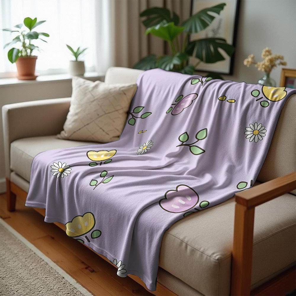 Lavender Starry Soft Flannel Blanket Breathable Warm Throw for Office Car Sofa Kids Room Birthday Xmas Gift