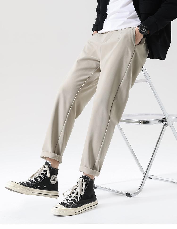 Anti wrinkle copper ammonia silk spring new casual pants for men, loose and versatile straight leg tapered pants