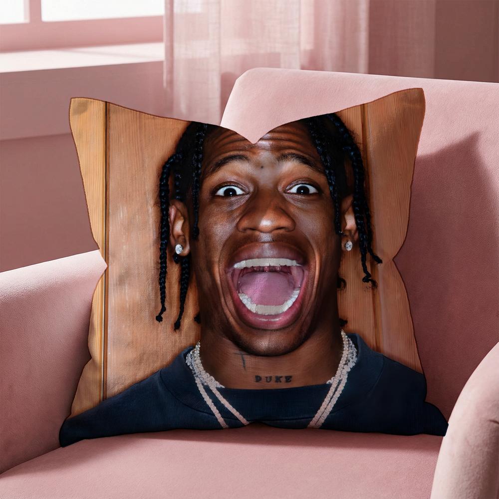 Travis Scott Cushion Cover Multi-Scene Pillow Cover for Home & Car - Reversible, Soft & Durable for Daily Use
