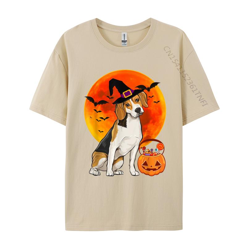 Dog Halloween Beagle Pumpkin TShirt Party T Shirts Funky Men T Shirt Leisure Cotton T Shirt New Design