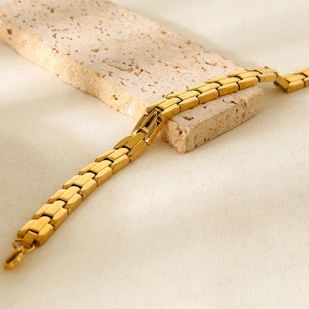 Hot Sale Simple Premium Strap Bracelet Plated 18K Gold Stainless Steel Waterproof Versatile Jewelry Women