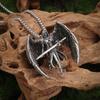 Retro Mythical Sword Archangel Michael Wings Pendant Necklace Men's Fashion Cool Amulet Jewelry Accessories