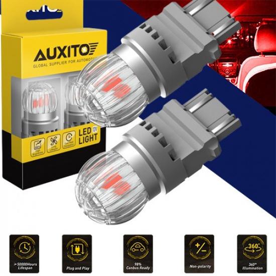 AUXITO T20 3157 P27/7W Brake Car LED Tail Stop 3057 Light RED 4057 Globe Bulbs