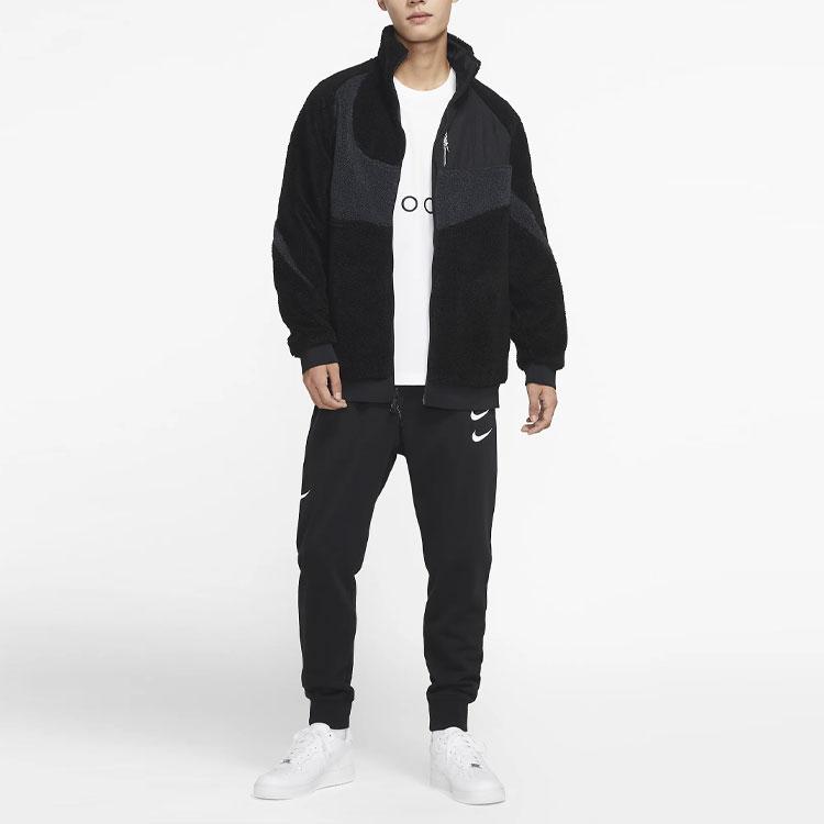 Nike Velvet Jackets Men's Black Stand Collar Moderate (Unisex) Velvet Jackets FB1910 010