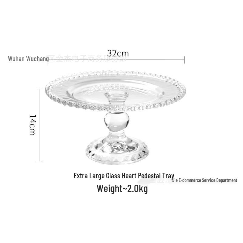 Heart-Shaped Glass Footed Dessert Plate with Dust Cover
