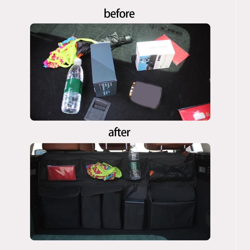 Car Seat Back Storage Bag With Multiple Pockets For Water Bottles Electronics Car Interior Organization