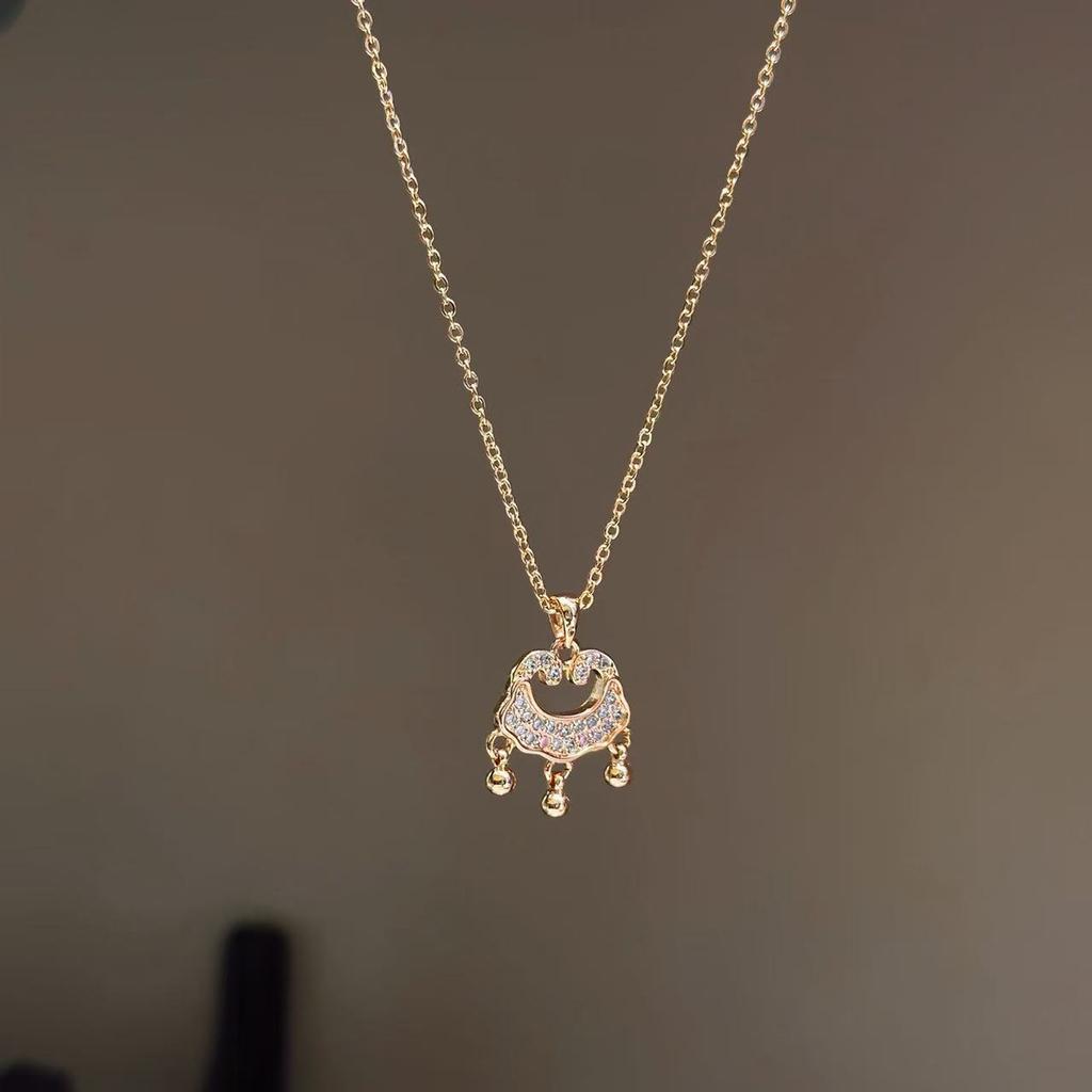 Xiaohongshu Explosive Seiko Safety Lock Necklace Fashion National Style Pendant Transfer Bell Clavicle Chain