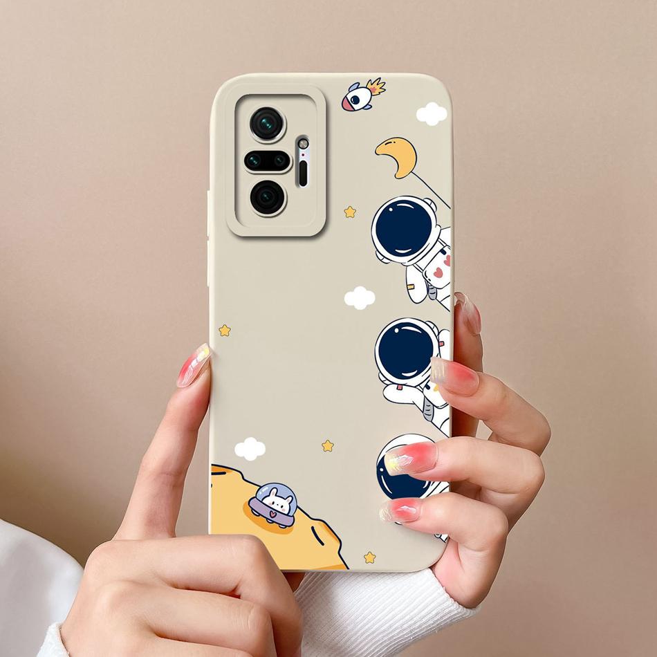 Case For Redmi Note 10 Pro Max Astronaut Soft Liquid Silicone Camera Protection Back Cover For Xiaomi Redmi Note 10Pro Max Coque