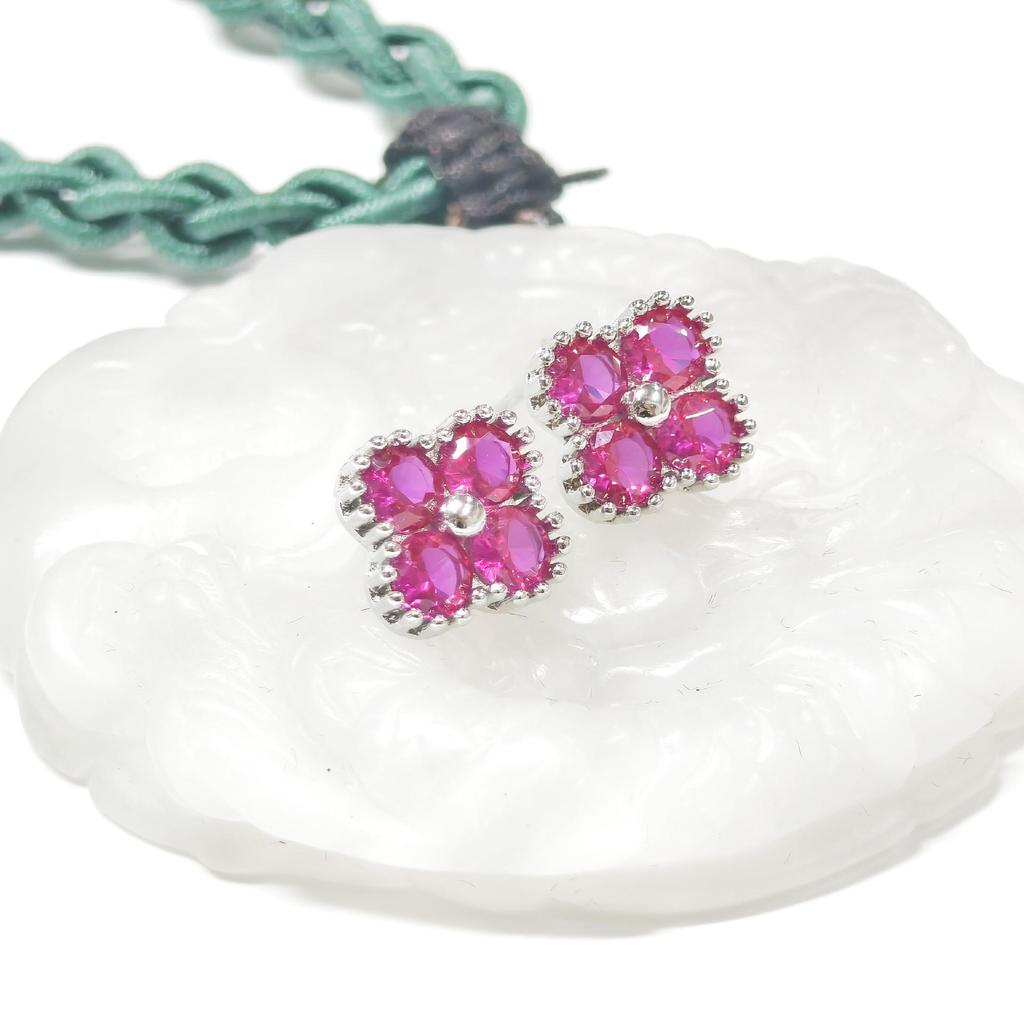 Kolczyki sztyfty Gusen Jewelry z cyrkoniami w kształcie czterolistnej koniczyny dla kobiet - Modny koreański styl lekkiego luksusu