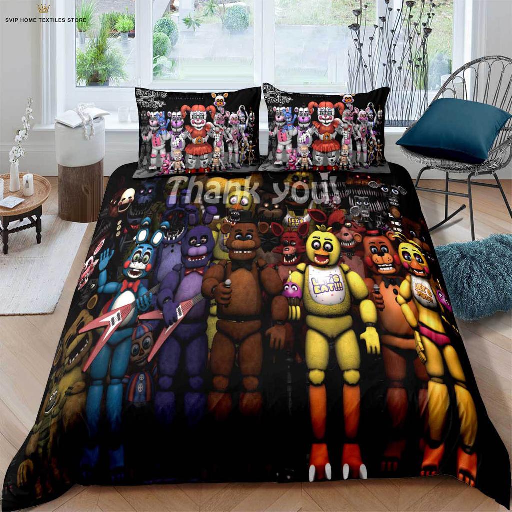 Dark Game Cartoon Print Quilt Cover Dormitory Children's Room Bedding Set Quilt Cover Pillowcase 100% Polyester 3 Pieces
