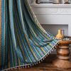 Curtain Finished Bohemian Stripe Printed Cotton and Linen Fabric Kitchen Curtain Semi-Blackout Feng Shui Curtain