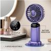 Portable Blue Mini Fan, 5-Speed USB Rechargeable Handheld Fan with LED Display, Foldable Desk Fan for Travel, Office & Outdoor