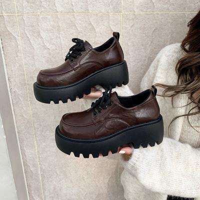 Women's Thick Heel Shoes Spring New Round Head Deep Mouth Front Strap Thick Sole Anti-slip Wear-resistant Low-top Shoes