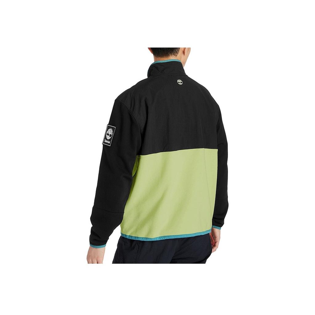 Timberland Outdoor Casual Printed Knit Half-Zip Stand Collar Jacket Men Jackets Black Green A2DWY-BN1