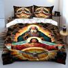 Stained glass religious depiction. Bedding sets Duvet cover sets Duvet covers Pillowcases(1*Duvet Cover 2*Pillowcases without duvet insert)