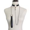 Yousheng Women Faux Leather Collar Leash Chain Decor Adjustable Erotic Lover Necklace Cosplay Nightclub Party Choker Individual Neck Jewelry