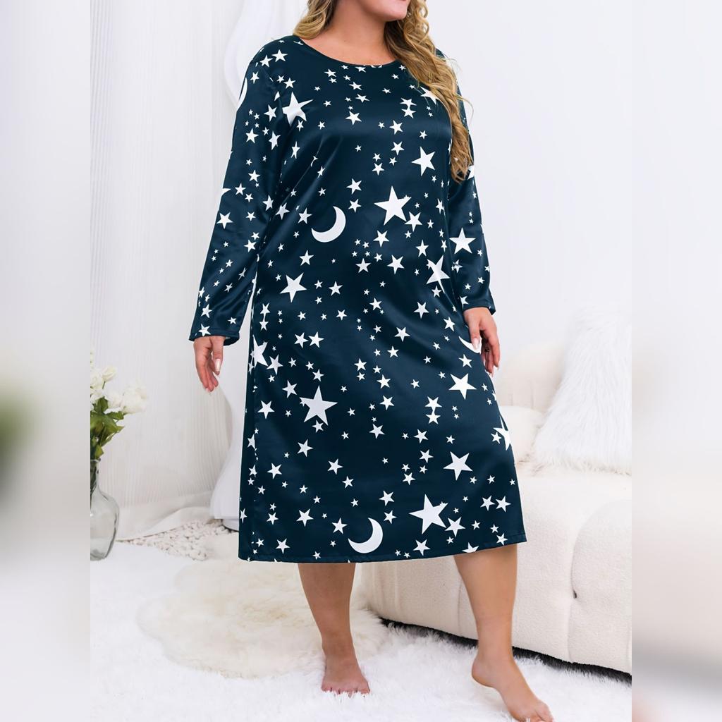 Plus Size Women's Nightgown - Casual Comfortable Loungewear Sleep Dress