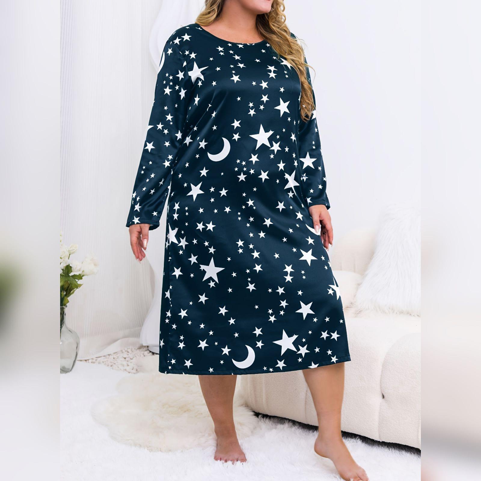 

Plus Size Women s Nightgown - Casual Comfortable Loungewear Sleep Dress XXL Темно-синій